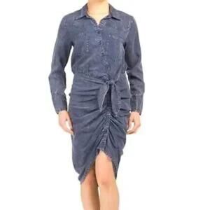 Young Fabulous & Broke Delana Acid Wash Shirt Dress Women’s Size S Long Sleeve